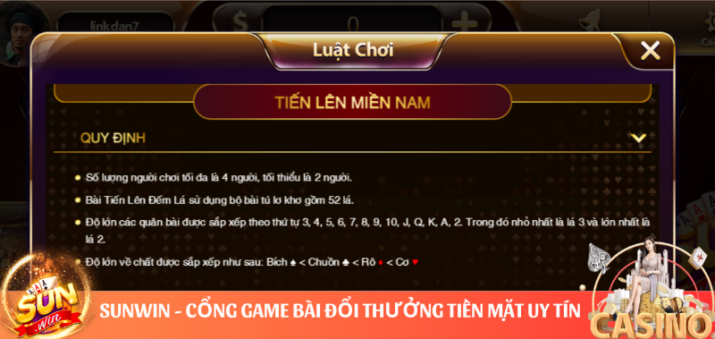 Luật chơi iến lên miền Nam Sunwin