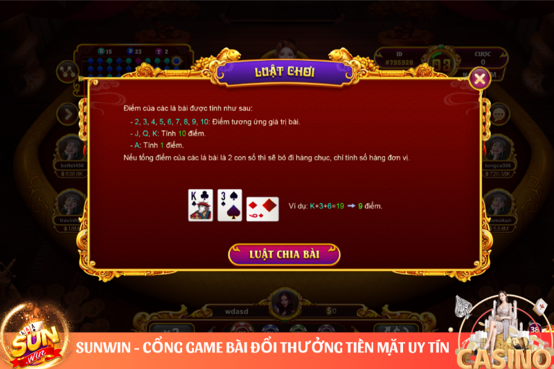 Baccarat Kim Tài Sunwin - Sảnh Chơi Đẳng Cấp Casino Quốc Tế 2 luật chơi baccarat kim tài sunwin