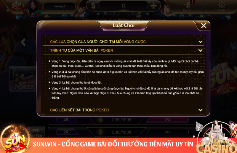 Poker Sunwin - Game Bài Đấu Trí Đỉnh Cao Nhất Thị Trường 1 Luật chơi Poker Sunwin dễ hiểu